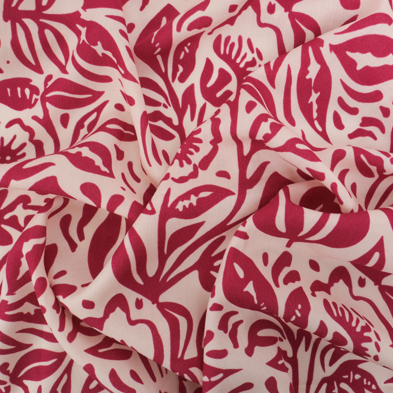 Boho Raspberry Print Viscose Poplin - Maison Klem